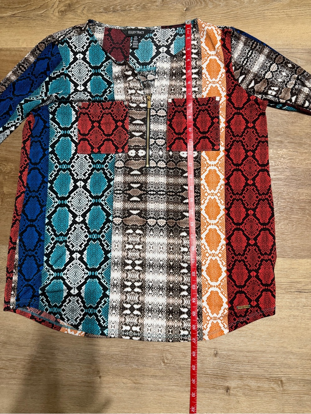 Multi-Color Snake Print Zip-Front Tunic Top - Picture 6 of 6